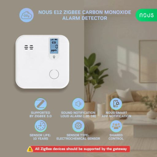 Nous E12 Zigbee Carbon Monoxide Alarm Detector, Szén monoxid érzékelő