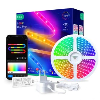   Nous F5 WiFi Smart RGBIC LED Strip 10m Tuya, Futófényes (RGBIC) okos led szalag világítás 10m