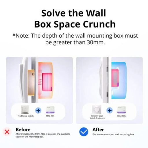 SONOFF ERBS Roller Shutter Wall Switch Enclosure for MINI-RBS, fali védődoboz redőnyvezérlő kapcsolónak