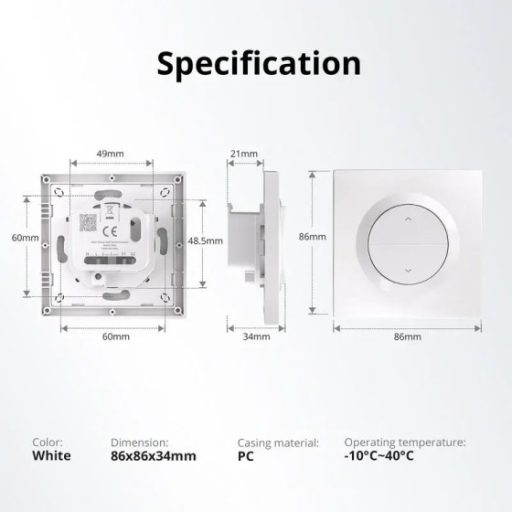 SONOFF ERBS Roller Shutter Wall Switch Enclosure for MINI-RBS, fali védődoboz redőnyvezérlő kapcsolónak