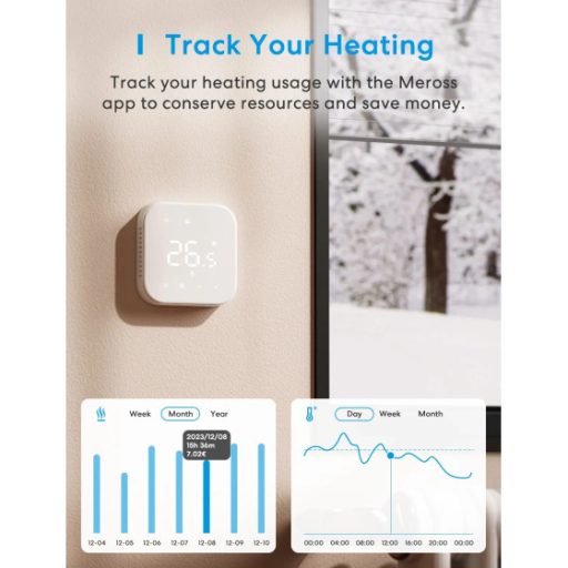 Meross Matter Smart Wi-Fi Thermostat for Boiler/Water Heating System, MTS215BMA, Black (EU version)