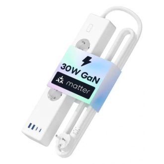   Meross Matter Smart Fast Charging Power Strip, 4 AC + 2 USB-C + 2 USB-A, MSP844SMA (EU version), Matter kompatibilis gyorstöltős okos elosztó 