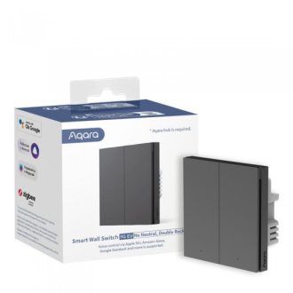   Aqara Smart Wall Switch H1 EU (No Neutral, Double Rocker) Okos Fali Kapcsoló (2 gombos, Nulla nélkül) (WS-EUK02-G), szürke